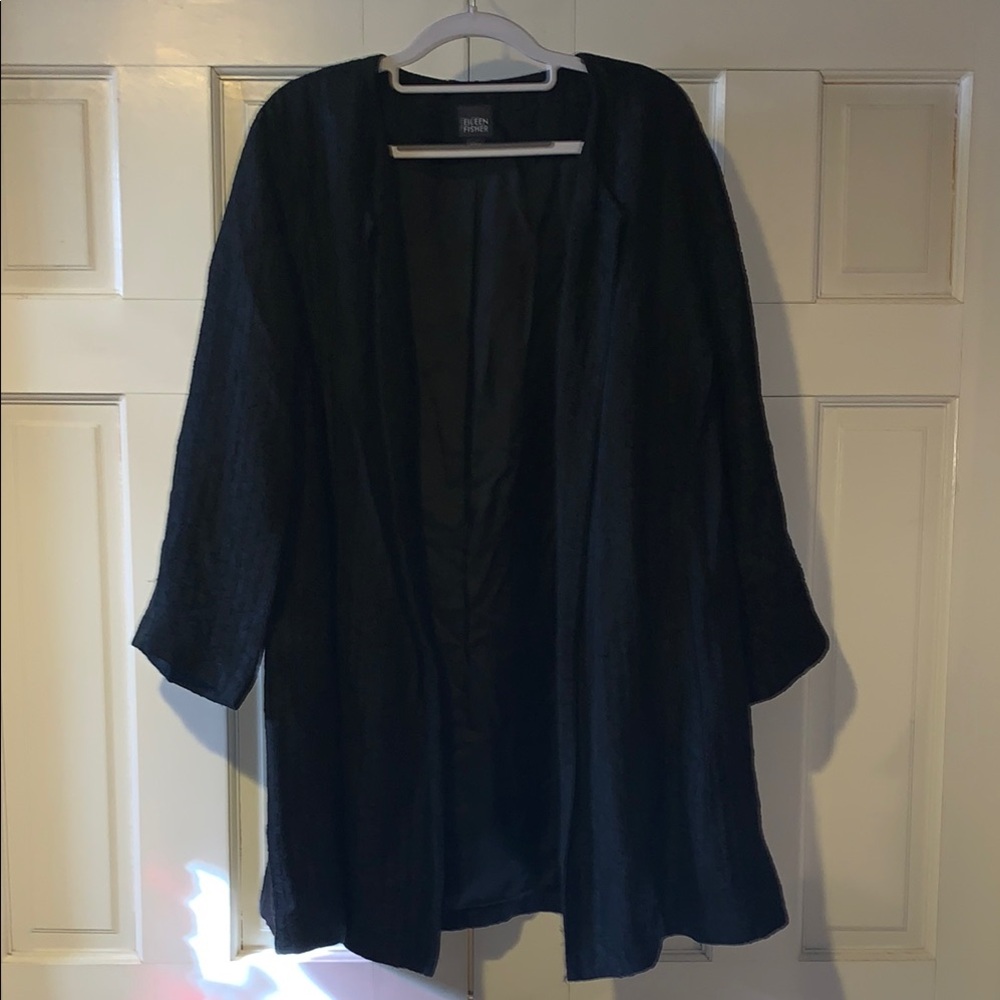 Eileen Fisher Black Open Front Jacket